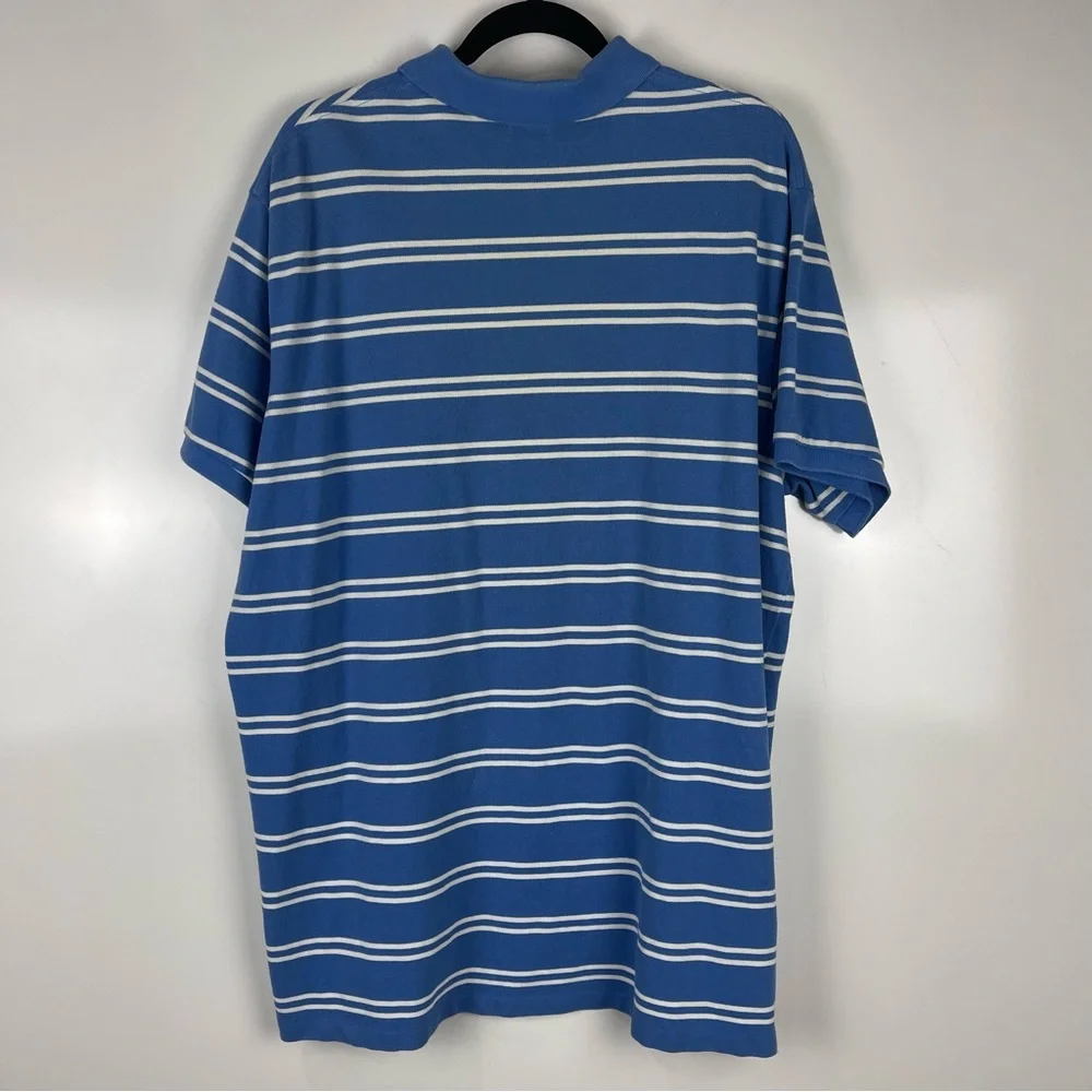 Polo Ralph Lauren Custom Fit Striped Polo Shirt Blue White Mens XXL Preppy Golf